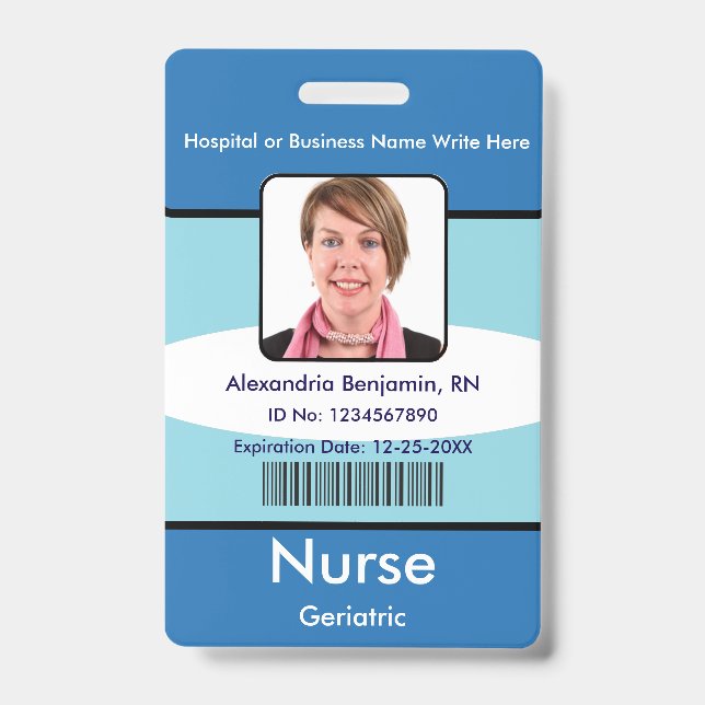 Custom Employee Photo Logo Bar Code Name ID Badge (Front)