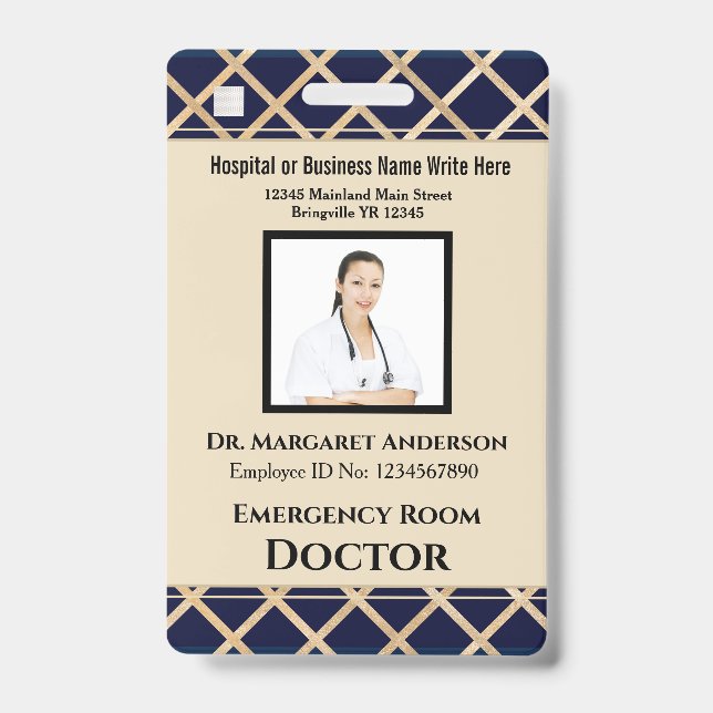 Custom Employee Photo Logo Bar Code Name ID Badge (Front)