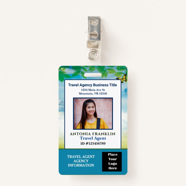 Custom Employee Photo Logo Bar Code Name ID Badge (Front with Clip)