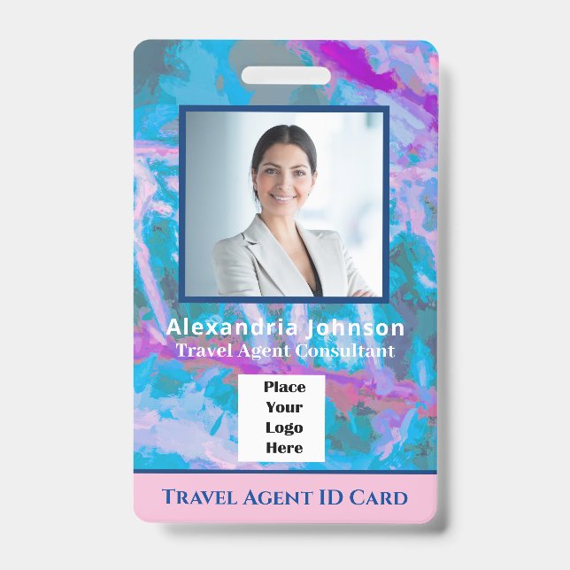 Custom Employee Photo Logo Bar Code Name ID Badge (Front)