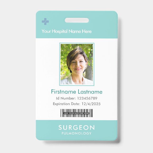 Custom Employee Photo Logo Bar Code Name ID Badge (Front)