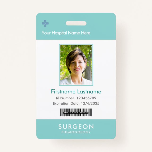 Custom Employee Photo Logo Bar Code Name ID Badge (Front)