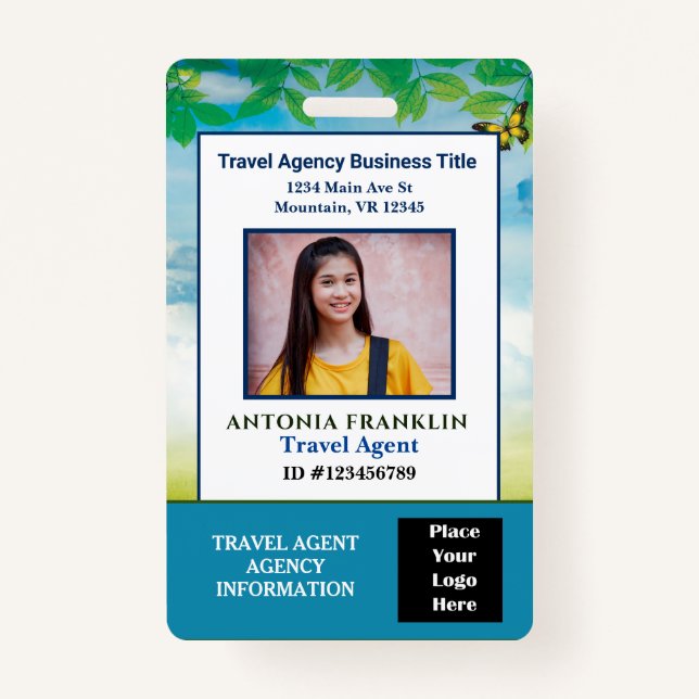 Custom Employee Photo Logo Bar Code Name ID Badge (Front)