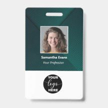 Custom Employee Photo Logo Bar Code Name ID Green