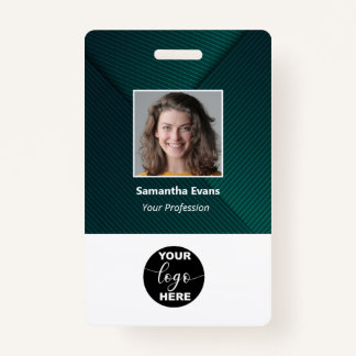 Custom Employee Photo Logo Bar Code Name ID Green ID Badge