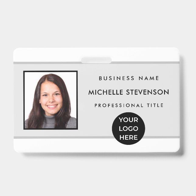 Custom Employee Photo Logo Barcode Name Badge ID Badge (Front)