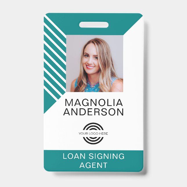 Custom Employee Photo Logo Barcode Name ID Badge (Front)