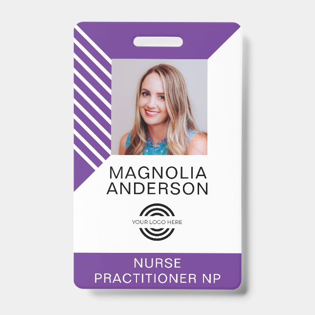 Custom Employee Photo Logo Barcode Name ID Badge (Front)
