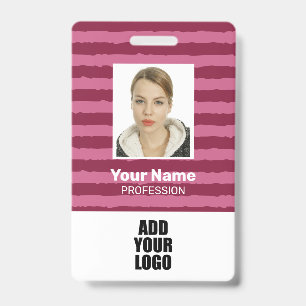 Custom Employee Photo Logo & Barcode Stripes  ID Badge