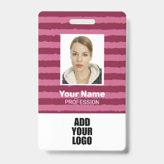Custom Employee Photo Logo & Barcode Stripes ID Badge
