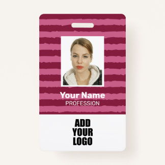 Custom Employee Photo Logo & Barcode Stripes  ID Badge