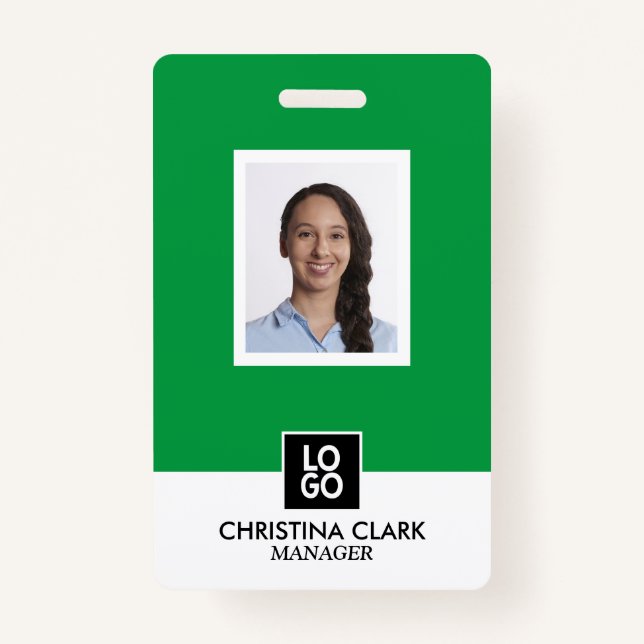 Custom Employee Photo Logo Name Badge Business ID ID Badge (Front)
