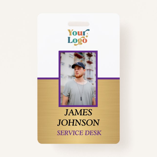 Custom Employee Photo Logo Name Badge ID Badge (Front)