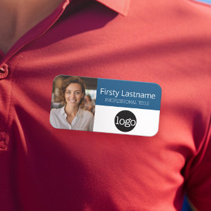 Custom Employee Photo, Logo, Name - Can edit blue Tag