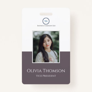 Custom Employee Photo, Logo, Name Granite Grey ID Badge