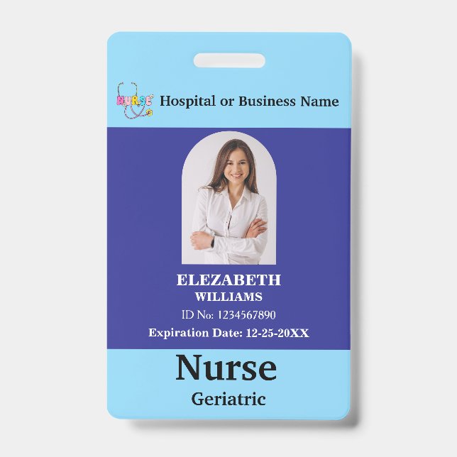 Custom Employee Photo Logo Qr Code Name ID Badge (Front)