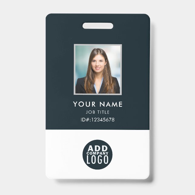 Custom Employee Photo Name Badge Bar Code Logo ID Badge (Front)