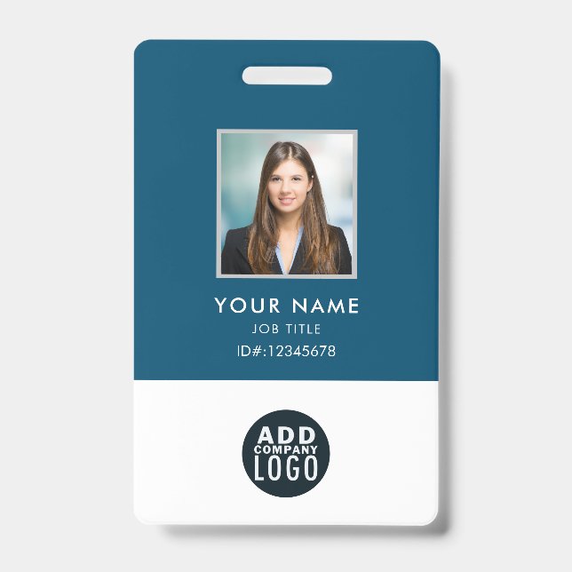 Custom Employee Photo Name Badge Barcode Logo ID Badge (Front)