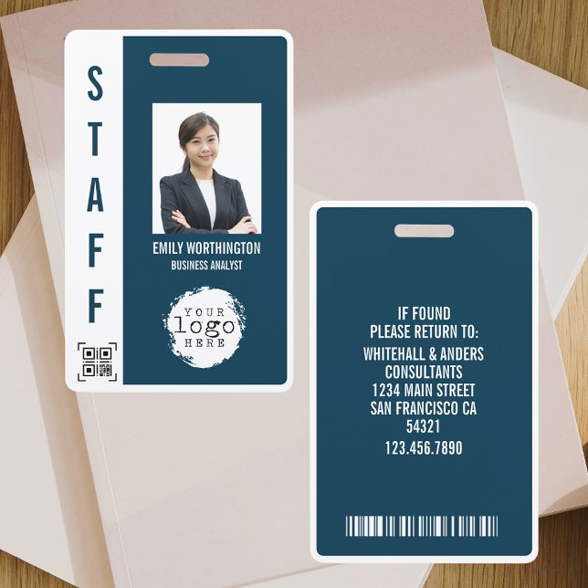 Custom Employee Photo Name Badge QR code Barcode ID Badge (Creator Uploaded)