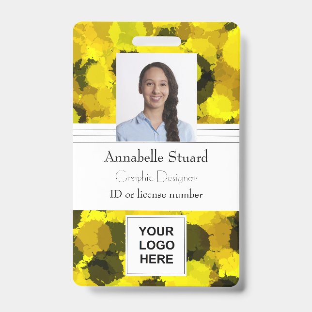 Custom Employee Photo Name Bar Code Company Logo ID Badge (Front)