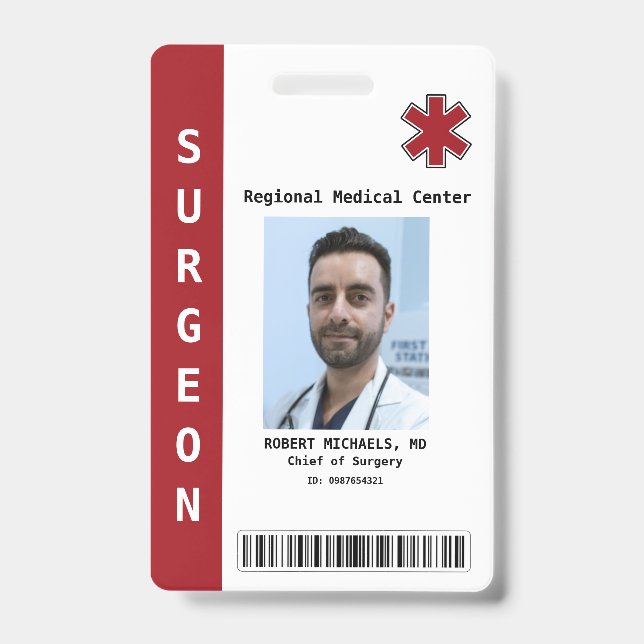 Custom Employee Photo, Name, Bar Code, Logo Badge ID Badge (Front)