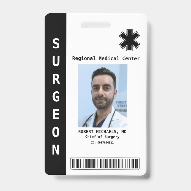Custom Employee Photo, Name, Bar Code, Logo Badge ID Badge (Front)