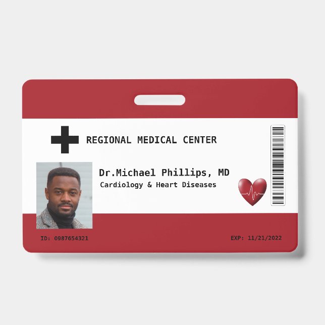 Custom Employee Photo, Name, Bar Code, Logo ID Badge (Front)