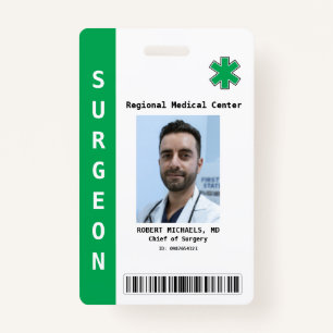 Custom Employee Photo, Name, Bar Code, Logo ID Badge