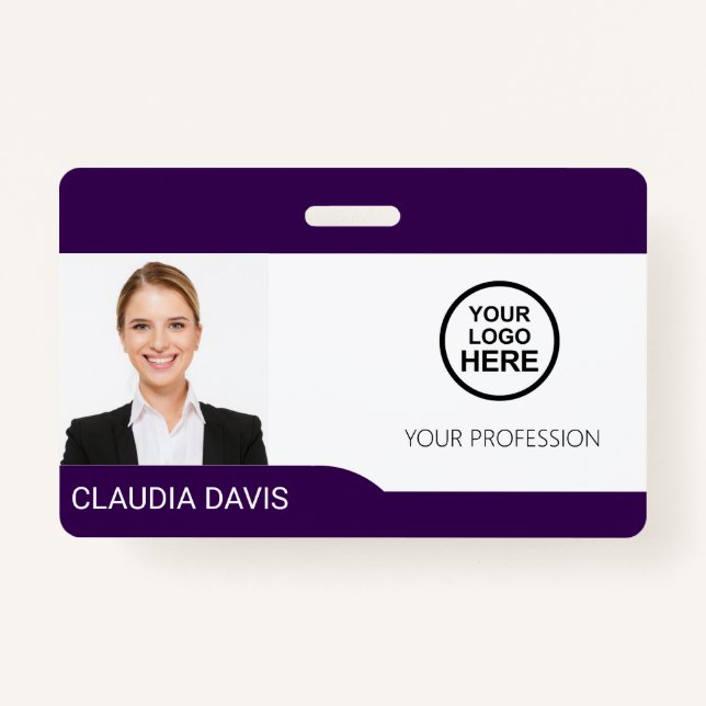 Custom Employee Photo,Name , Logo, Bar Code, Badge ID Badge (Front)