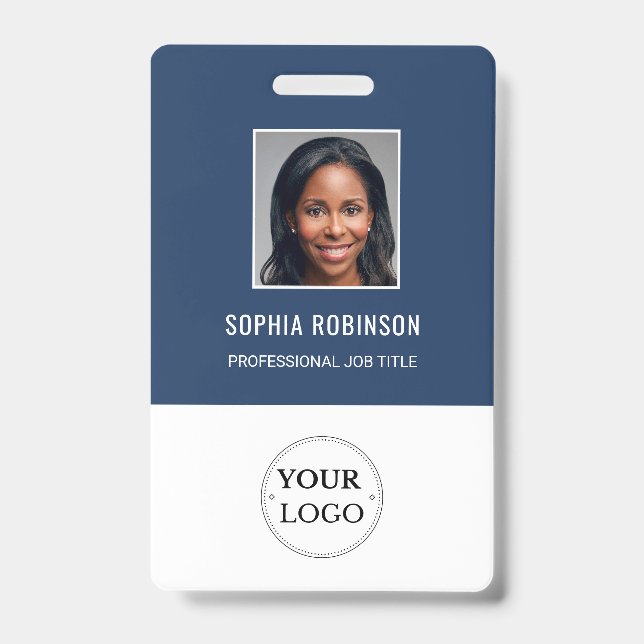 Custom Employee Photo, Name, Logo, Bar Code ID Badge (Front)