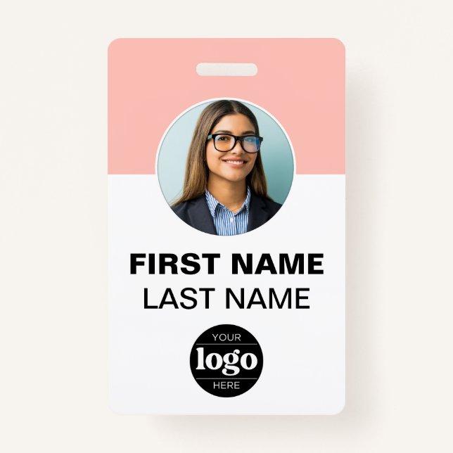 Custom Employee Photo | Name, Logo, Bar Code  ID Badge (Front)