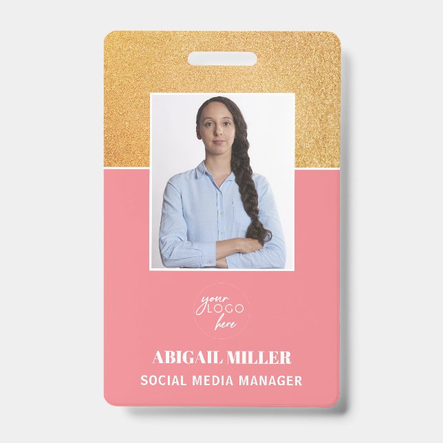 Custom Employee Photo Name & logo ID Badge (Front)