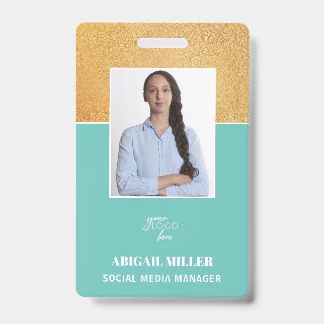 Custom Employee Photo Name & logo ID Badge (Front)