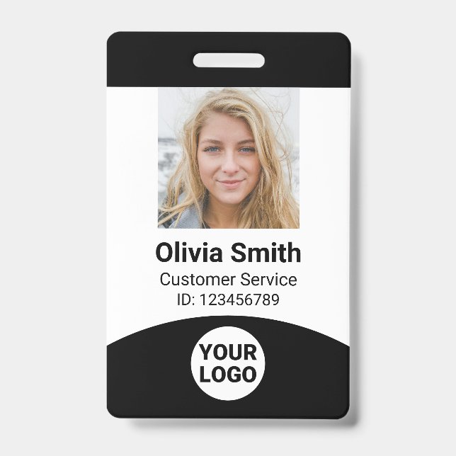 Custom Employee Photo Name Role ID Logo Barcode Badge (Front)