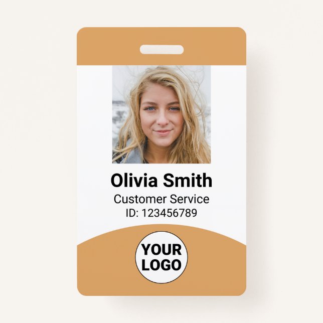 Custom Employee Photo Name Role ID Logo Barcode ID Badge (Front)