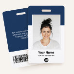 Custom Employee Photo Name Tag Badges ID Badge<br><div class="desc">Stand out at work with a personalised navy blue Employee Photo Name Tag Badge. Featuring business logo, employee name and photo, this custom badge adds a professional touch to your work attire. Perfect for corporate events, trade shows, or everyday office use. Make a lasting impression and easily identify yourself with...</div>