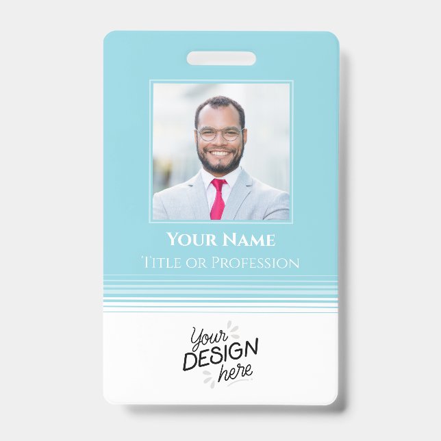 Custom Employee, Photo, Name, Title, Logo, Barcode ID Badge (Front)