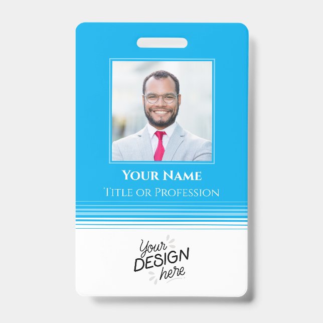 Custom Employee, Photo, Name, Title, Logo, Barcode ID Badge (Front)