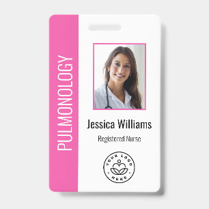 Custom Employee Photo Pink White Medical ID Badge