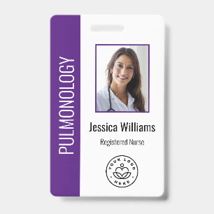 Custom Employee Photo Purple White Medical ID Badge