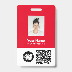 Custom Employee Photo, Qr and Bar Code, Logo, Name ID Badge
