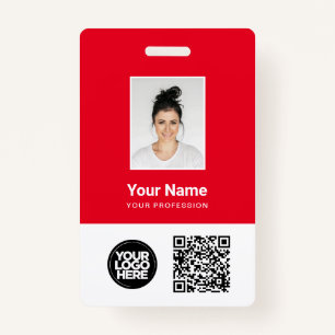 Custom Employee Photo, Qr and Bar Code, Logo, Name ID Badge
