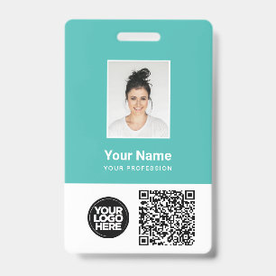 Custom Employee Photo, Qr and Bar Code, Logo, Name ID Badge