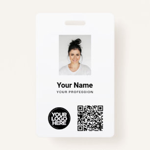 Custom Employee Photo, Qr and Bar Code, Logo, Name ID Badge
