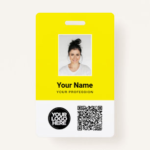 Custom Employee Photo, Qr and Bar Code, Logo, Name ID Badge