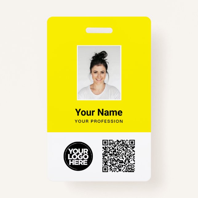 Custom Employee Photo, Qr and Bar Code, Logo, Name ID Badge (Front)