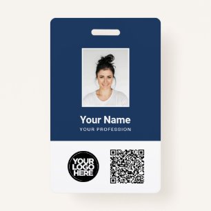 Custom Employee Photo, Qr and Bar Code, Logo, Name ID Badge