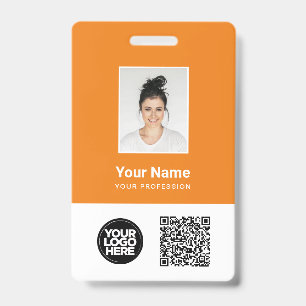Custom Employee Photo, Qr and Bar Code, Logo, Name ID Badge