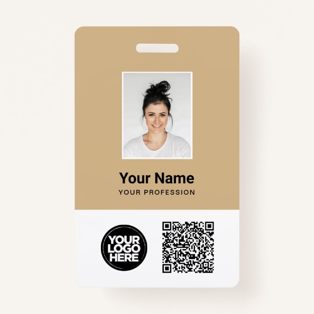 Custom Employee Photo, Qr and Bar Code, Logo, Name ID Badge (Front)