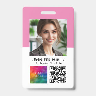 Custom Employee Photo QR Code Logo Name And Title ID Badge